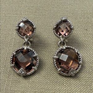 Judith Ripka Sterling silver pink tourmaline double drop earrings